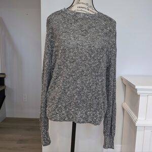 BROOKS BROTHERS  | Women's Marled Blk/Wht Textured Knitted Long Sleeved Sweater